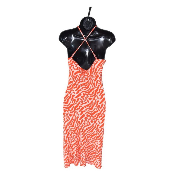 BAND OF THE FREE Geometric Squigglies in Blood Orange Slip Dress XS - Picture 2 of 3